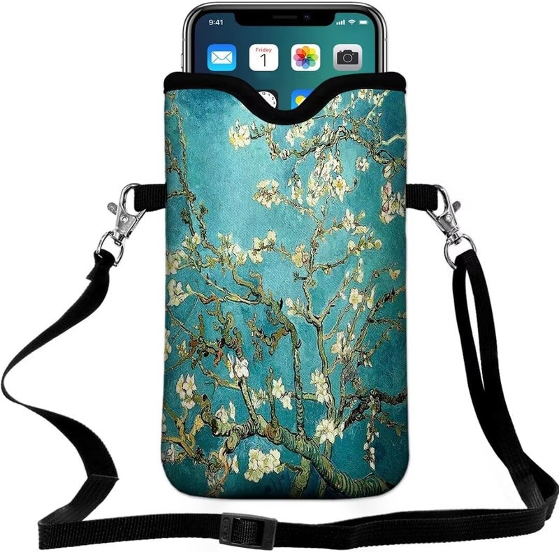 FREZORA Cell Phone Sleeves Bag Case Crossbody Neoprene Holder Lanyard Phone Pouch for Women Men 7.5 X 4.5 Inche - Twig - Image 1